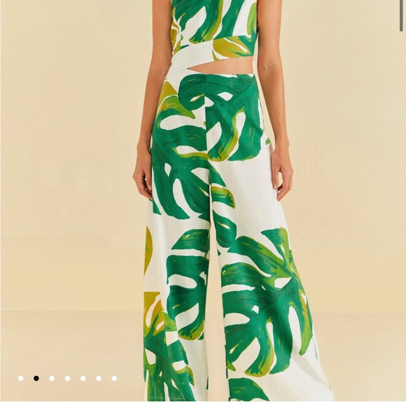 FARM Rio Sz. S White Monstera One ShoulderJumpsuit EUC - Picture 3 of 16